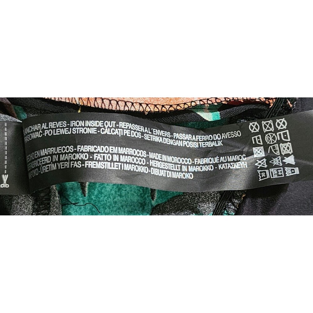 NWT $45 Zara Accessories Womens Blouse Bodysuit Black Orange Green Floral Size S - Picture 10 of 12